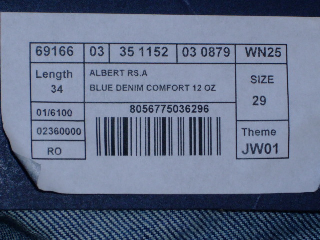 GAS ALBERT RS.A BLUE DENIM COMFORT 12 OZ Theme JW01